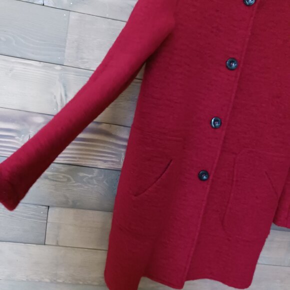 NWOT Autumn Fall Red WOOL Blend MADE IN ITALY Overcoat Jacket Sz M - Picture 4 of 7